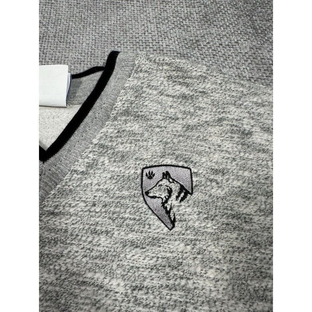 Art Unlimited Sweater shirt Mens Large Gray Aztec Nub Wolf Sweatshirt V Neck‎ - Picture 7 of 13